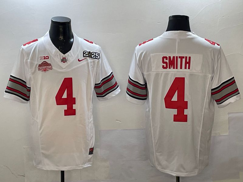 Men Ohio State Buckeyes #4 Smith White Three generations Nike 2025 NCAA Jersey->ncaa teams->NCAA Jersey